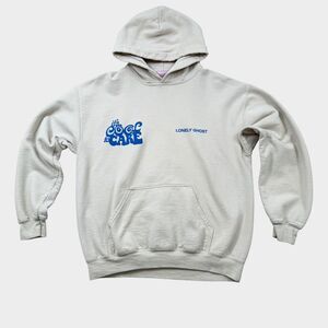 Lonely Ghost Hoodie It's Cool to Care Text Logo Tan Beige Sweatshirt Medium M